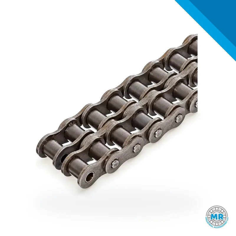 Double strand roller chain, two rows of rollers joined by metal pins · EMMAR 05-B2