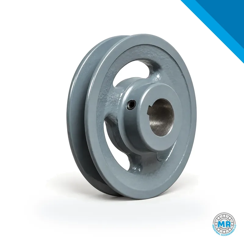 Single-groove pulley in profile view, with circular rim and through bore for shaft · EMMAR POLEA 130 1B
