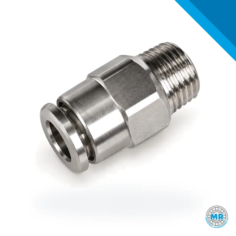 Conector macho metálico con collarín reforzado y rosca para inserción rápida · SKF LL/226-14111-1