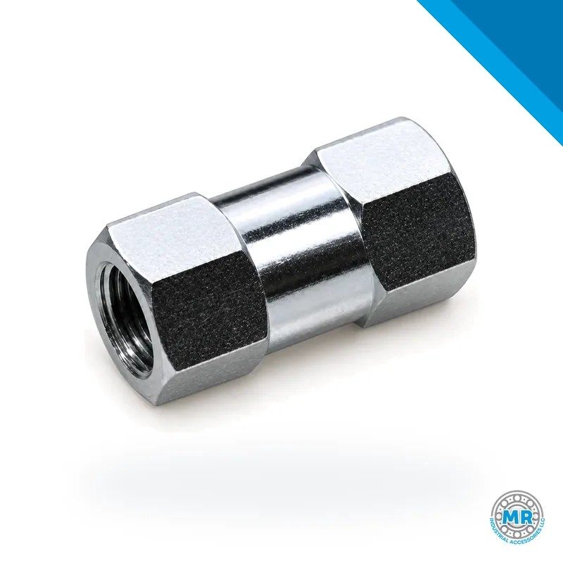 Straight metal tube connector with M8 threads on both ends · SKF LL/404-010