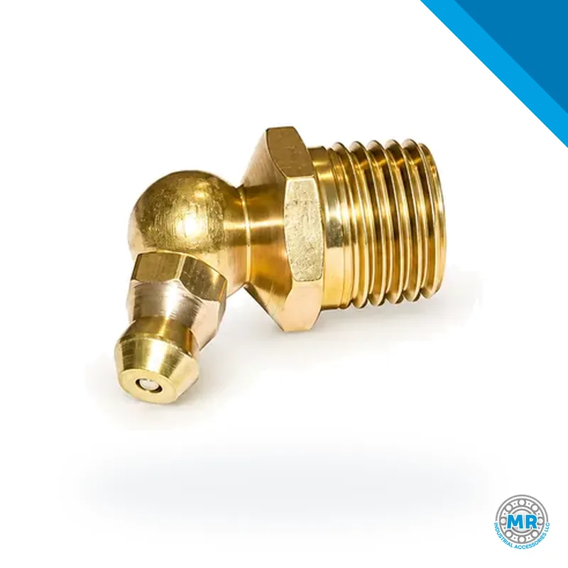 65-degree angled metal grease fitting with 1/4 inch male NPT thread · SKF LL/5350