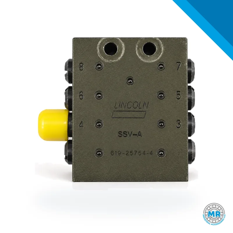 Válvula divisora SSV metálica con ocho salidas y pin indicador · SKF LL/619-25754-4