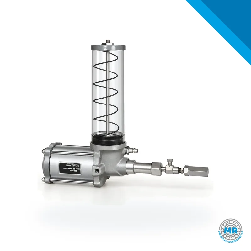 Single-stroke pneumatic grease pump with cylindrical metal body · SKF LL/82653