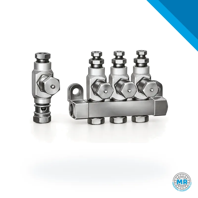 Elongated metal oil injector with cylindrical body and threaded connections · SKF LL/83311-3