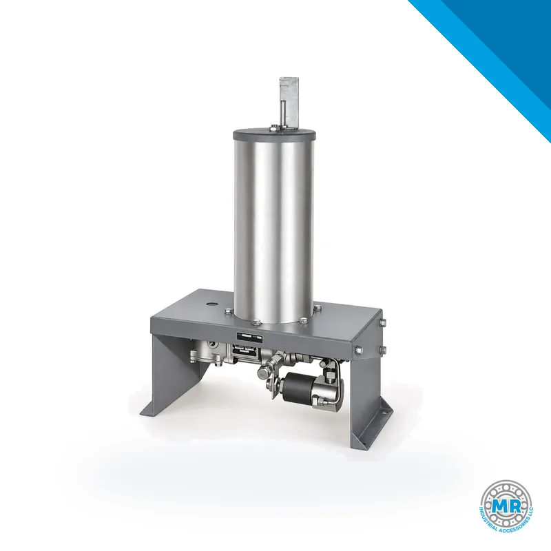 Pneumatic grease pump with cylindrical metal body and connections · SKF LL/83599