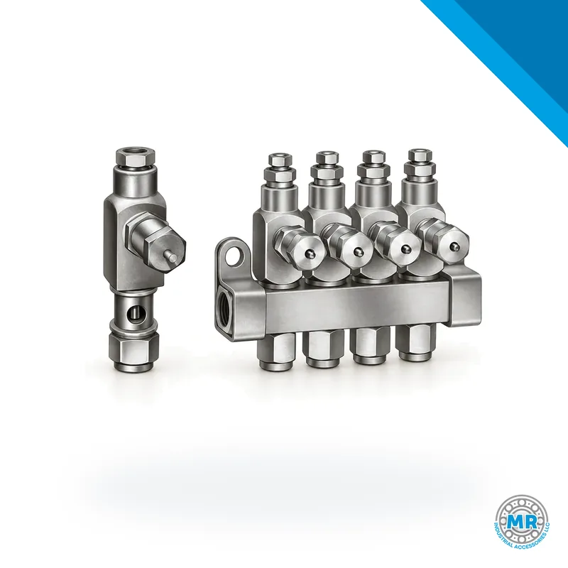 Elongated metal oil injector with threaded connections for Centro-Matic system · SKF LL/83661-1
