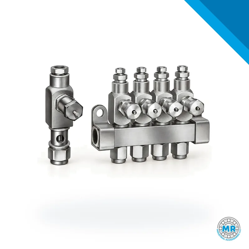 Oil injector with cylindrical metal body and lateral threaded connections · SKF LL/83661-3