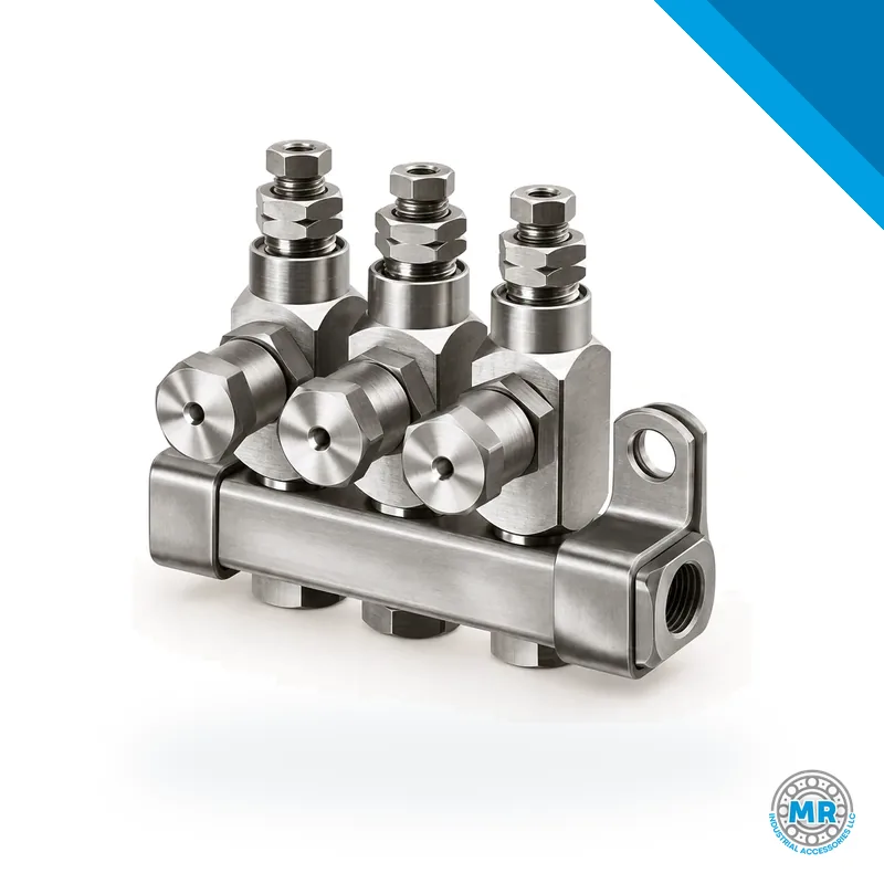 Steel grease injector, elongated cylindrical body with threaded connections · SKF LL/83715-3