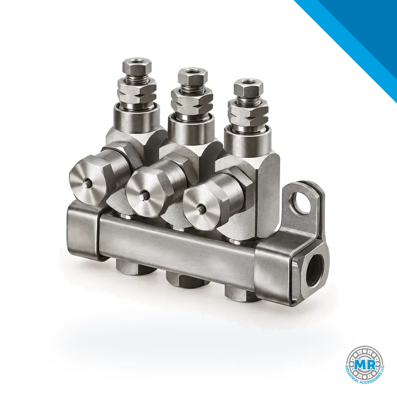 Elongated metal grease injector with cylindrical body and threaded connections at the ends · SKF LL/83715-4