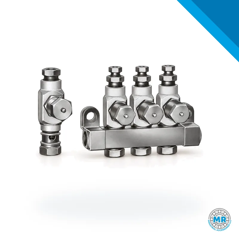 Cylindrical metal oil injector with elongated body and threaded connections · SKF LL/84428-3