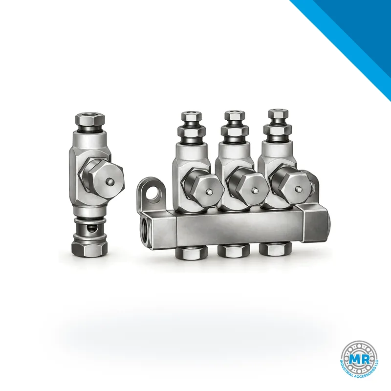 Elongated metal oil injector with threaded connections at the ends · SKF LL/84428-6