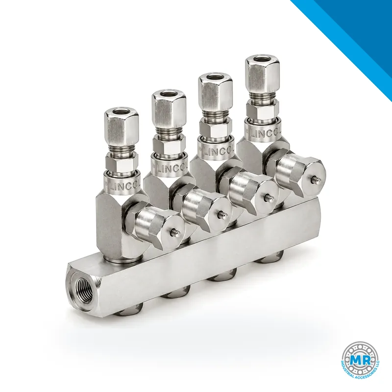 Inyector métrico de lubricación centralizada, pieza metálica cilíndrica con entradas roscadas. · SKF LL/85352-4