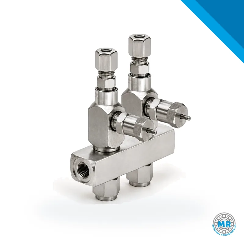 Inyector de grasa para sistema de lubricación centralizada, cuerpo metálico con conexiones roscadas. · SKF LL/85353-2