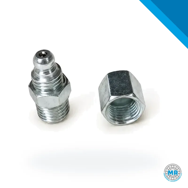 Elongated metal grease injector with cylindrical body and connections · SKF LL/85497