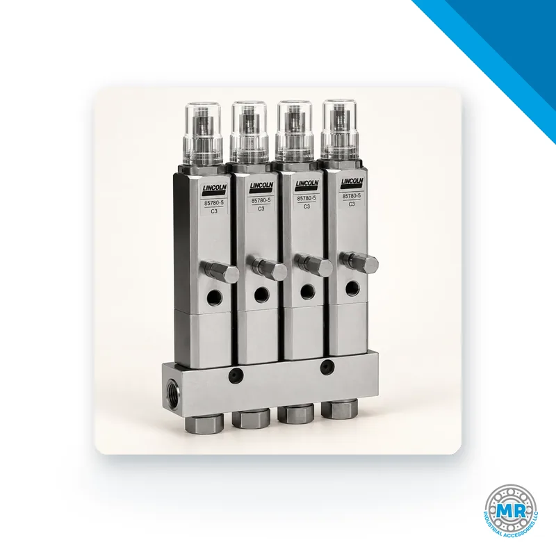 Metal grease injector with cylindrical body and threaded connections for automatic lubrication · SKF LL/85780-5