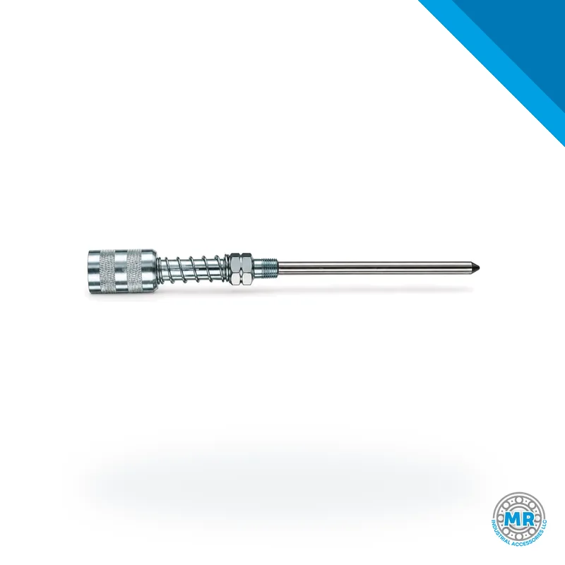 Grease gun adapter with 4 inch needle nozzle, metal part. · SKF LL/G901