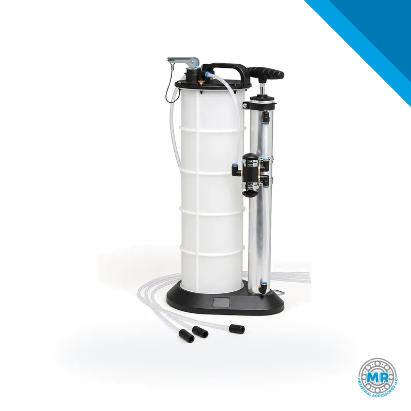Fluid extractor with hand pump, translucent plastic reservoir and flexible hoses · SKF LL/MV7201