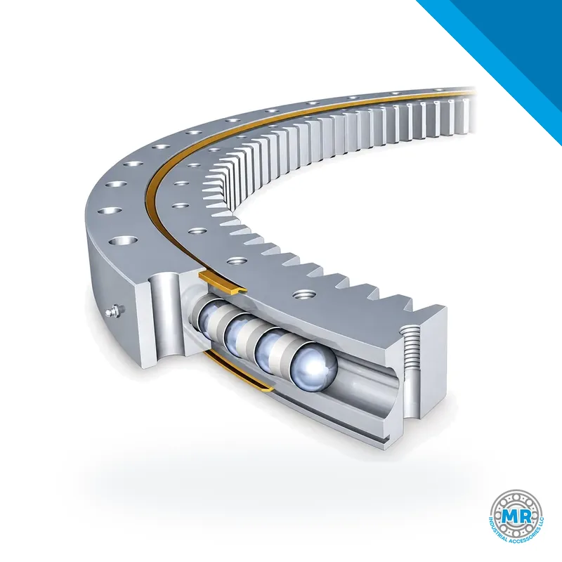 Rothe Erde series 06 four-point contact ball slewing ring, cutaway view · ThyssenKrupp / Rothe Erde 060.20.0414.575.01.1403