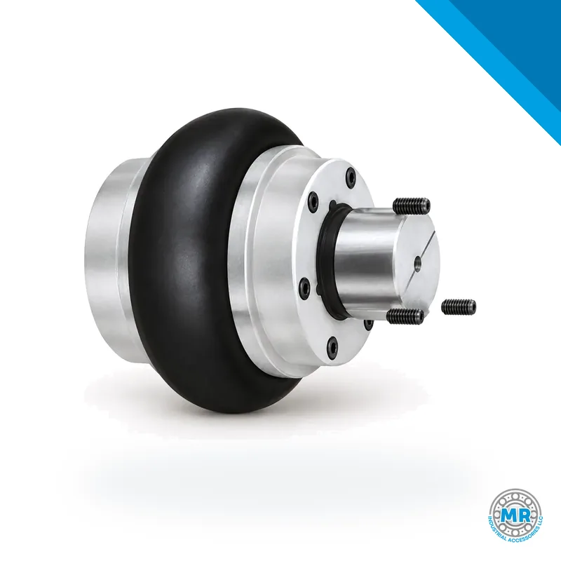 Rubber elastic coupling with textile reinforcements and metal flanges at both ends · RUADIGON X-6 · Acople con mazas llenas