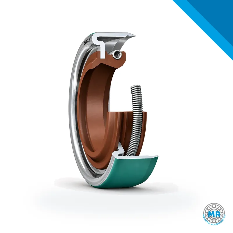 Elastomer radial shaft seal with sealing lip and spring · SKF 12438