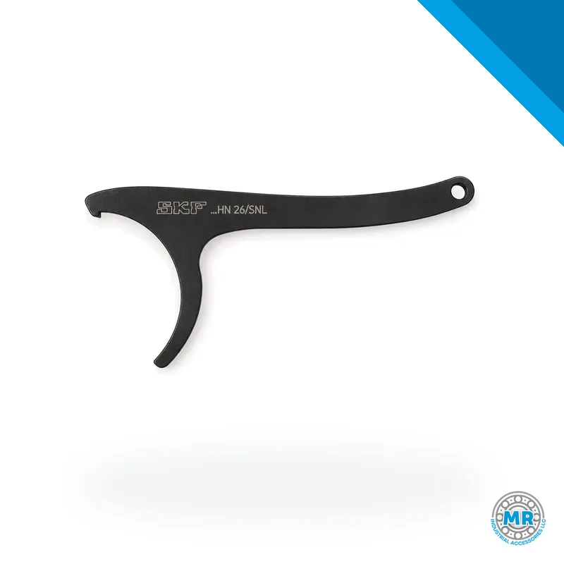 Metal hook spanner with curved end for nuts of split plummer block housings · SKF HN 26/SNL