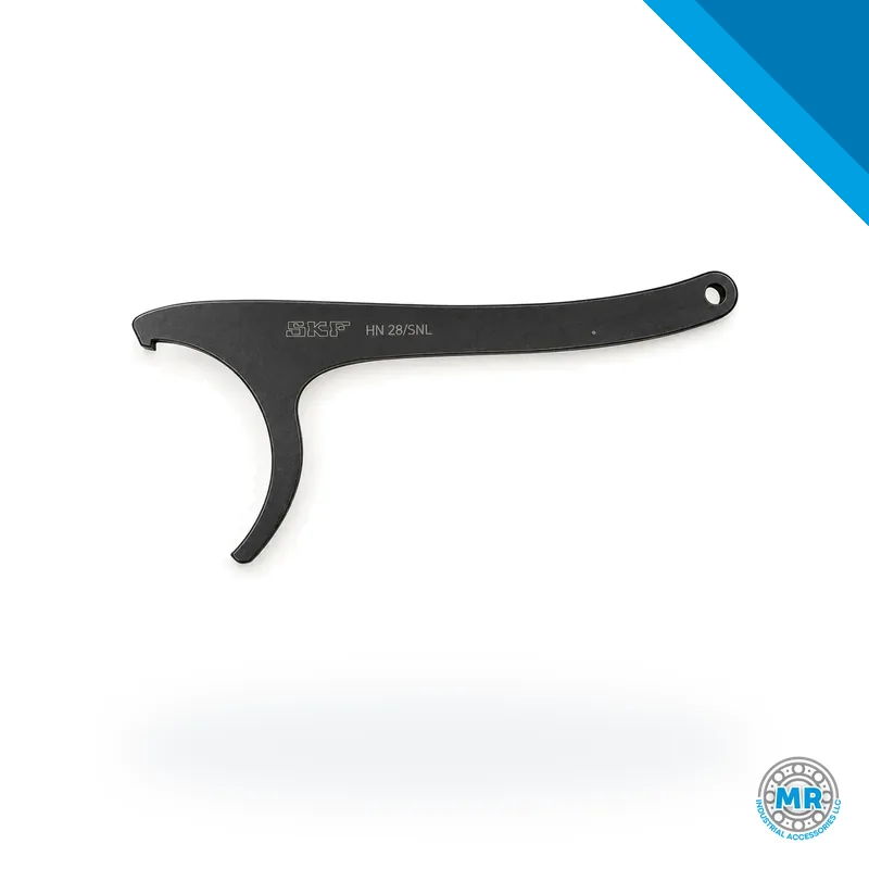 Metal hook spanner with curved end for nuts of split plummer block housings · SKF HN 28/SNL