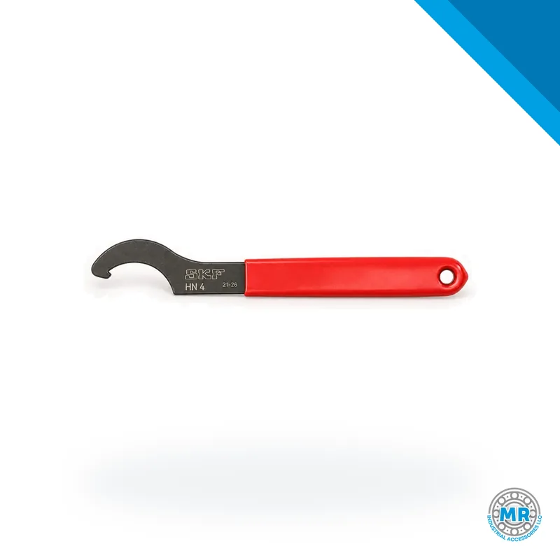 Hook spanner with handle and curved tip for lock nuts · SKF HN 4-16/SET