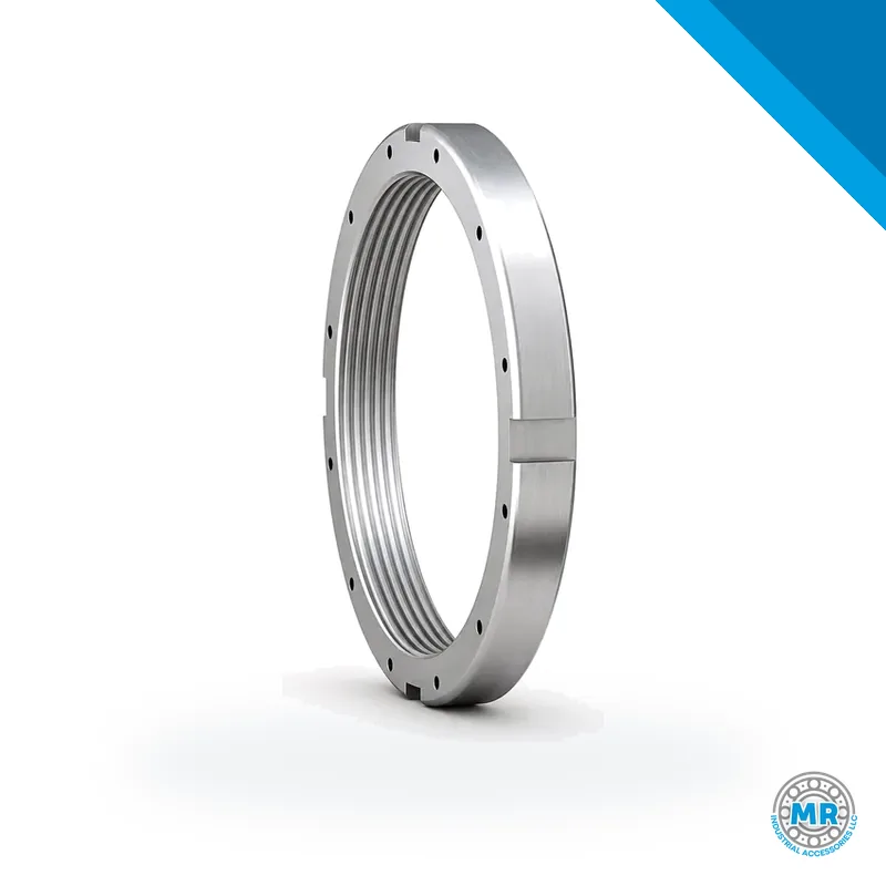 Circular steel lock nut with slots and threaded holes · SKF N 048