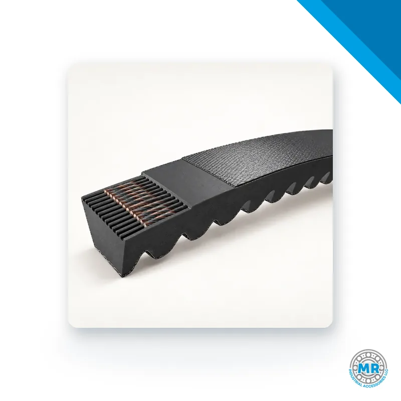 Black rubber toothed V-belt with teeth on the underside · SKF PHG DA-656-8M-30