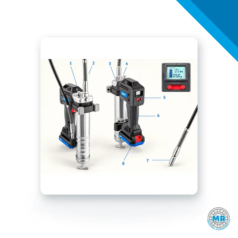 Pistola engrasadora a batería con cuerpo plástico y manguera flexible · SKF TLGB 20