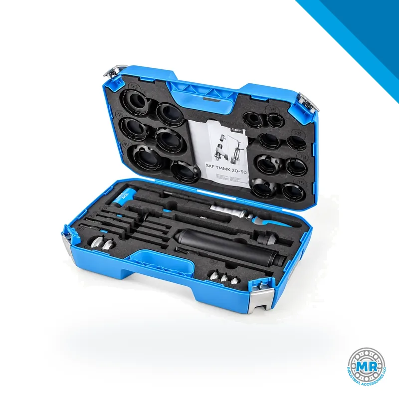 Mounting kit with metal tools and accessories in a case · SKF TMMK 20-50